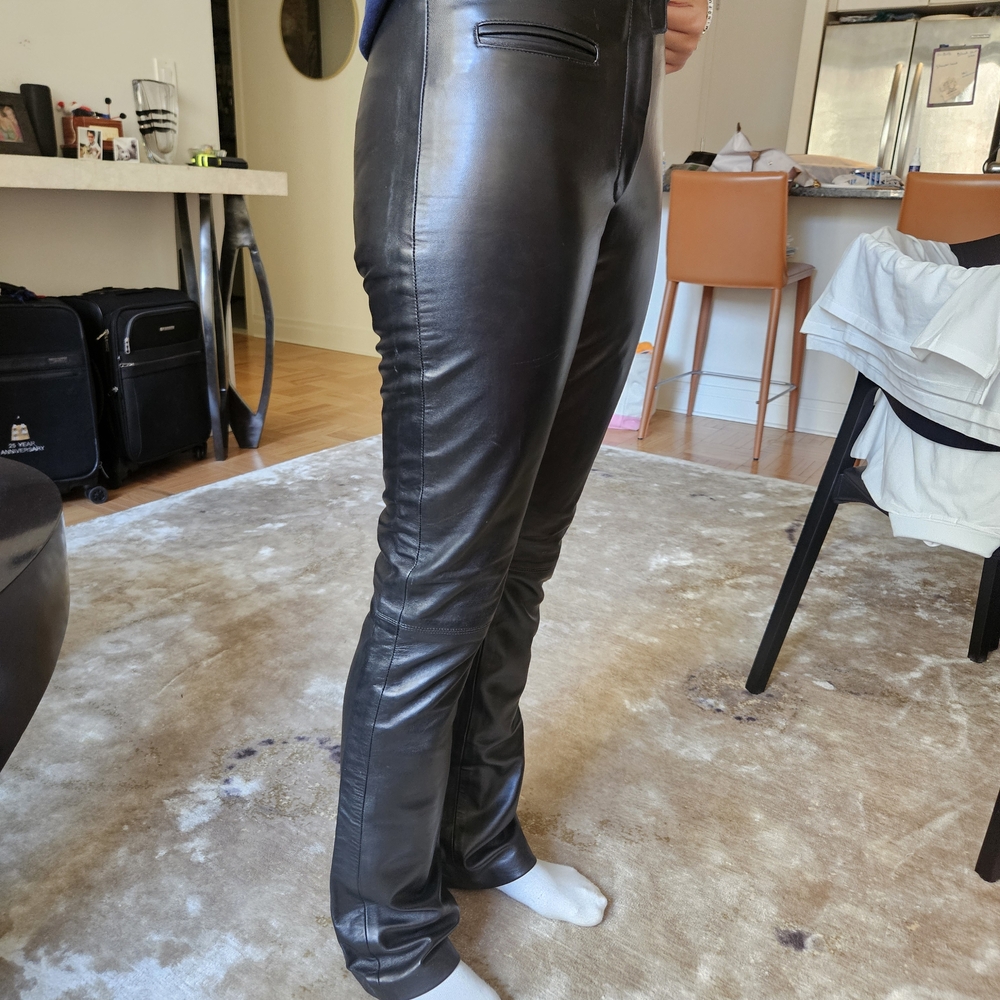 Black PU Faux Leather Boot Cut Pants